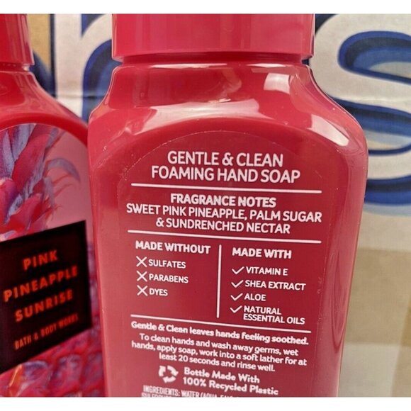 BATH & BODY WORKS GENTLE & FOAMING HAND SOAP PINK PINEAPPLE SUN 3-PACK - Picture 2 of 4